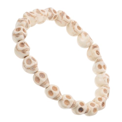 Beavorty Skull Head Armband für Herren mit Weißem Türkis Modisches Gothic Schmuckstück Perfektes Halloween Kostümzubehör und Alltagsaccessoire für Punk Stil von Beavorty