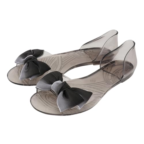 Beavorty Sommerliche Damen Sandalen Fisch Motiv mit Schleife Flache Rutschfeste Strand und Freizeitschuhe Leichte Bequeme Sommerschuhe in Elegantem Schwarz Vielseitig Kombinierbar von Beavorty