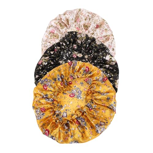 Beavorty 3stücke Schlummertrunk Schlafkopfbedeckung Aus Spitze Und Satin Bequeme Nachtmütze Für Frauen Leicht Zu Tragen Und Multifunktional Als Make-up-mütze von Beavorty