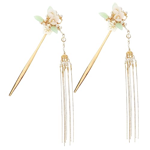 Beavorty 2stücke Haarnadeln Damen Haarstäbe Retro Haarnadeln Blumenform Fransenverzierung Haaraccessoires Styling Zubehör von Beavorty