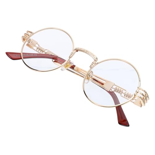 Beavorty Steampunk -Sonnenbrille Frauen Männer dekorative Gläser dekorative Damenbrille Brillengestell Rundbrille Brillen für Frauen Männer runde sonnenbrille für herren Augenrahmen Metall von Beavorty