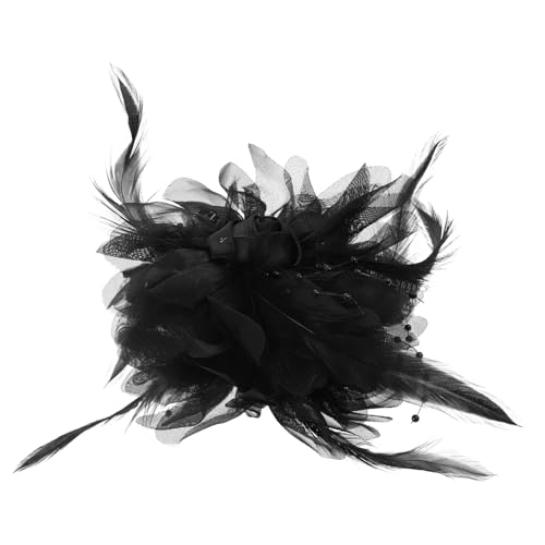 Beavorty Stilvolle Haarklammern Gefiederte Blumenklammer Handgefertigt Haarteil Künstliche Blume Bohemian Stil Braut Hochzeitsaccessoire Für Frauen Und Mädchen Schwarz von Beavorty