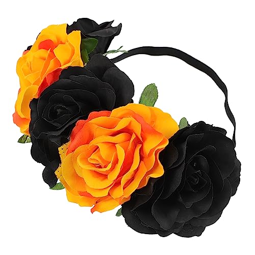 Beavorty Stirnband Halloween-party-haarband Halloween-blumen-haarband Haarschmuck Halloween-haargirlande Hochzeit Haarbänder Blumenblatt-haarreifen Für Foto Rose Kranz Braut Seide Cosplay von Beavorty