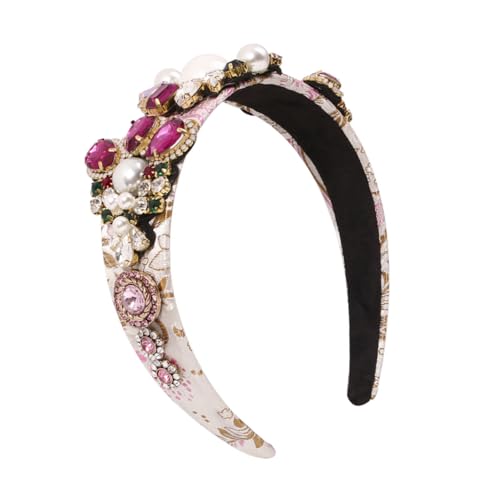 Beavorty Stirnband Mit Farbigen Diamantperlen Strass Haar Hoop Barock Haar Hoop Bejeweled Stirnband Edelstein Haar Band Edelstein Stirnbänder Frauen Combo-platte Legierung Fräulein Mädchen von Beavorty