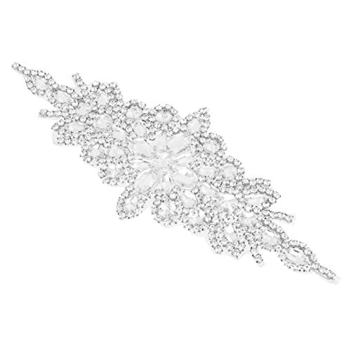 Beavorty Strass Applikation Brautgürtel Diy Hochzeitsaccessoire mit Glänzenden Kristallverzierungen für Damen Handgefertigte Elastische Taillenschärpe Silber und Weiß zur Individuellen von Beavorty
