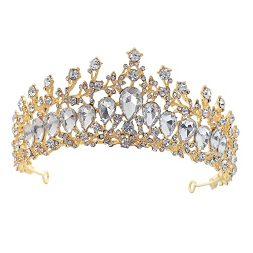 Beavorty Strass Krone Haar Accessoire Brautkrone Hochzeit Braut Tiara Gold Haar Accessoires Modische Kopfbedeckung Brautkleid Accessoires Braut Krone Für Die von Beavorty