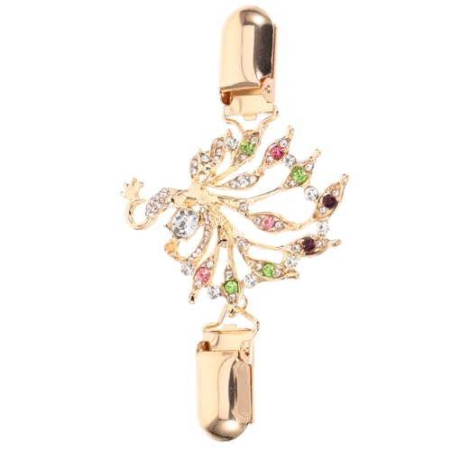 Beavorty Sweater Clip Metall mit Strass Eleganter Schal Clip für Damen und Herren Vielseitig Einsetzbar für Cardigans und Kleider Peacock Design von Beavorty
