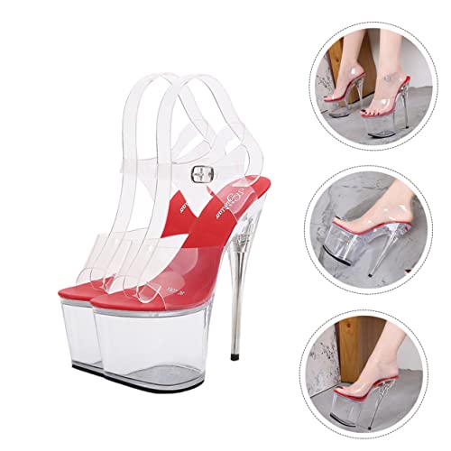 Beavorty Transparent Damen Sandaletten Sommer Super High Heels mit Stabilem Absatz Rutschfeste Sandalen für Party und Alltag Transparente Sommerschuhe von Beavorty