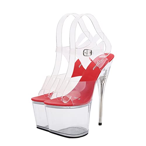 Beavorty Transparent High Heel Sandalen Damen Elegant Stabiler Absatz Sommer Outdoor Schuhe Party Hochzeit von Beavorty