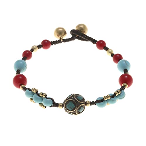 Beavorty Türkis Armband Handgewebtes Retro Armband Perlen Handgelenk Kette Elegantes für Damen Feiertage Besondere Anlässe von Beavorty