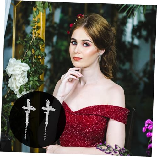 Beavorty Unisex Ohrstecker Kreuz Design mit Feinen Strasssteinen Retro Style Kreativer Persönlichkeitsschmuck für Damen und Herren Vielseitig Kombinierbar Teiliges Silber von Beavorty