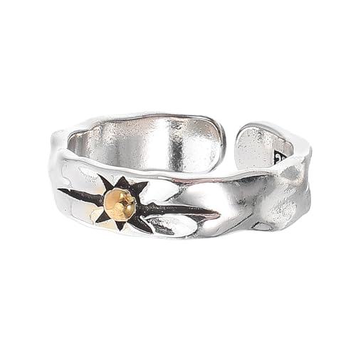 Beavorty Verstellbarer Sonnenring Unisex Metallring Punk Statement Schmuck für Männer Frauen Offener Fingerring Langlebig Elegant Vielseitig für Alltag und Besondere Anlässe von Beavorty