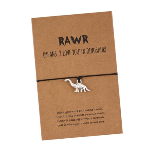 Beavorty Verstellbares Geflochtenes Armband Hochwertiger Wachsleine Geeignet für Festivals und Alltag mit Einzigartigem Dinosaurier Design für Einen Attraktiven Look von Beavorty
