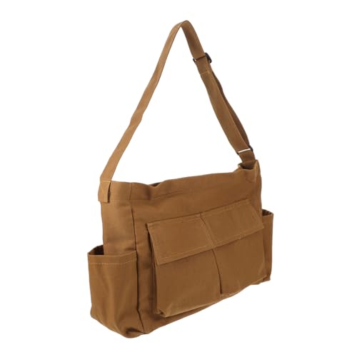 Beavorty Vintage Canvas Schultertasche Große Kapazität Robuste Damen Umhängetasche Verstellbarer Schultergurt Alltag Arbeit Freizeit Tote Bag Braun von Beavorty
