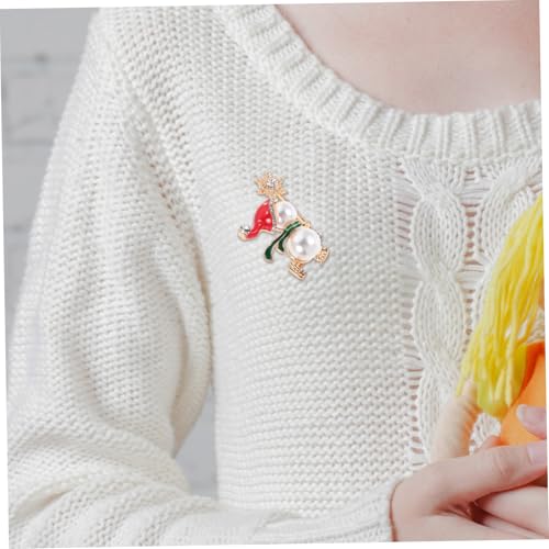 Beavorty Vintage Weihnachtsbrosche Schneemann mit Perlen Strass Robuste Anstecknadel für Damen Festlicher Schmuck für Pullover Mäntel Schals für Winter und Weihnachtsfeiern von Beavorty