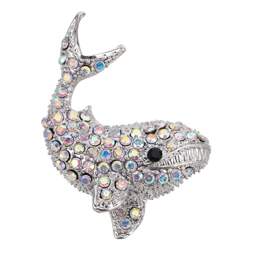 Beavorty Wal brosche Tierbrosche Modeaccessoire Brosche mit Tiermotiv Glitzernde Brosche Walross Brosche Handgefertigte Brosche Wal-Clip Meerestier-Haarspangen Zinklegierung Silver von Beavorty