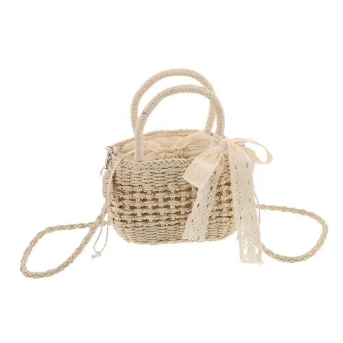 Beavorty Waldstrohwebbeutel Kleine Umhängetasche Urlaubsbaus Ausgehöhlte Handtasche Mini-umhängetaschen Für Damen Kleine Crossbody -geldbörse Boho-geldbörsen Boho -taschen Polyester Beige von Beavorty