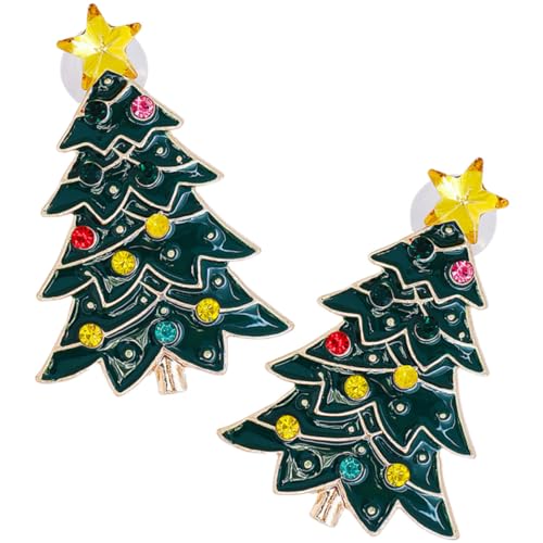 Beavorty Weihnachtliche Damen Ohrstecker mit Funkelnden Kristallen Weihnachtsbaum Ohrringe Festlicher Schmuck für Frauen und Teenager Perfektes Accessoire für Feiertage und Partys von Beavorty