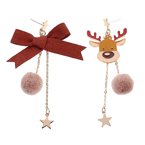Beavorty Weihnachtliche Lange Ohrhänger Damen mit Design Asymmetrische Stern und Quasten Anhänger Allergiefreier Legierungs Schmuck für Festliche Anlässe und Alltag von Beavorty