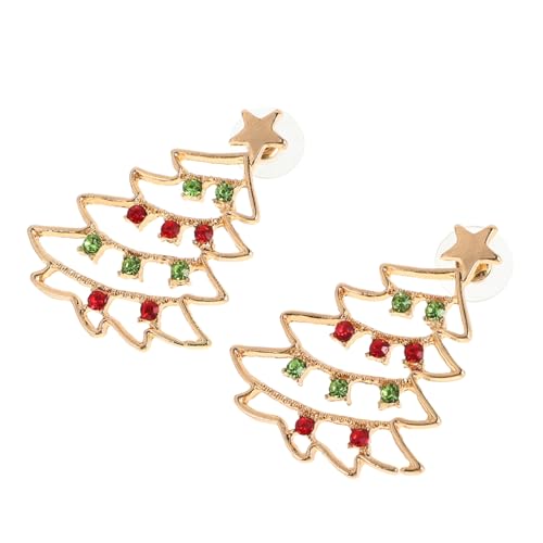 Beavorty Weihnachtliche Ohrringe für Frauen Ohrringe Baumform mit Funkelnden Roten und Grünen Strasssteinen für Festliche Anlässe von Beavorty