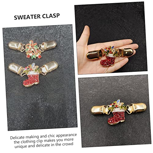 Beavorty Weihnachtlicher Pulloverclip Damen Robuster Legierungs Schalclip Schneestiefel Design Dekorativer Cardigan Verschluss für Festliche Kleidung Langlebiges Accessoire für Winterliche von Beavorty