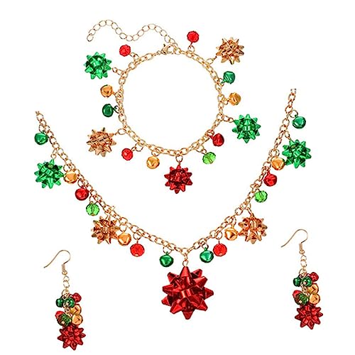 Beavorty Weihnachts Schmuckset für Mädchen mit Halskette Ohrringen und Armband Festliches Outfit Zubehör für Weihnachten und Neujahr Kreatives und Elegantes Design für Partys und Cosplay von Beavorty