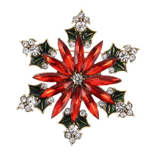 Beavorty Weihnachts Schneeflocken Brosche für Frauen Glitzernde Rhinestone Anstecknadel Legierung für Pullover und Festtagskleidung Accessoire für Weihnachtsfeiern und Festliche Anlässe von Beavorty