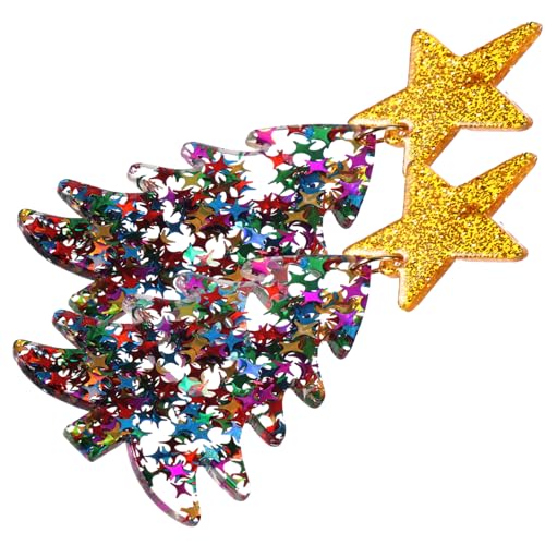 Beavorty Weihnachtsbaum Ohrstecker Damen Statement Ohrschmuck Bunte Acryl Festival Ohrringe Alltag Party von Beavorty