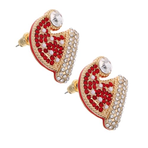 Beavorty Weihnachtsohrringe Santa Mütze Glitzer Ohrstecker Legierte Tropftechnik Funkelnde Strass-ohrringe für Damen Mädchen Festliche Weihnachts-party Schmuck Langlebig Farbintensiv von Beavorty