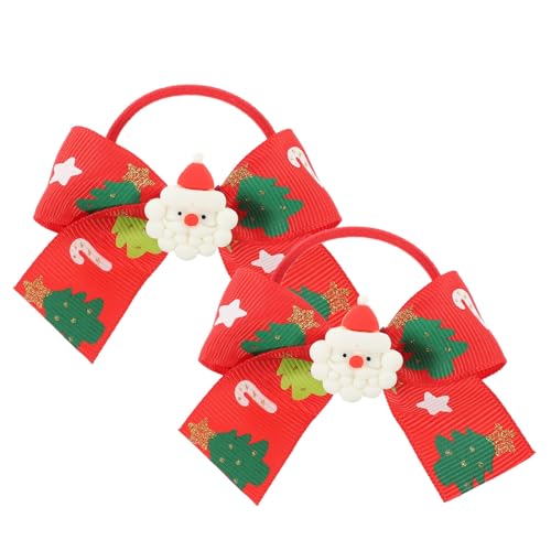 Beavorty Weihnachtsschleifen-Haargummis Für Kinder 2 Stück Rote Weihnachtsmann-Haargummis Haargummis Haarseil Pferdeschwanzhalter Haar-Accessoire Für Frauen Babys Und Mädchen von Beavorty