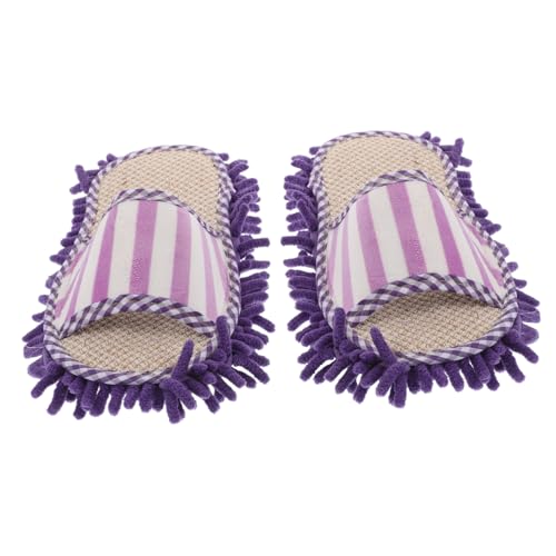 Beavorty Wiederverwendbare Mikrofaser Wischschuhe mit Streifen Waschbare Bodenputzschuhe für Haus Büro und Hotel Praktische und Vielseitige Hausschuhe von Beavorty