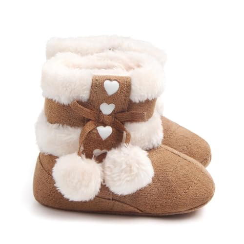 Beavorty Winter Schneestiefel mit Rutschfester Sohle und Niedlichem Schleifendetail Warme Lauflernschuhe für Neugeborene und Kleinkinder Atmungsaktiv und Hautfreundlich Kaffee Farbe von Beavorty