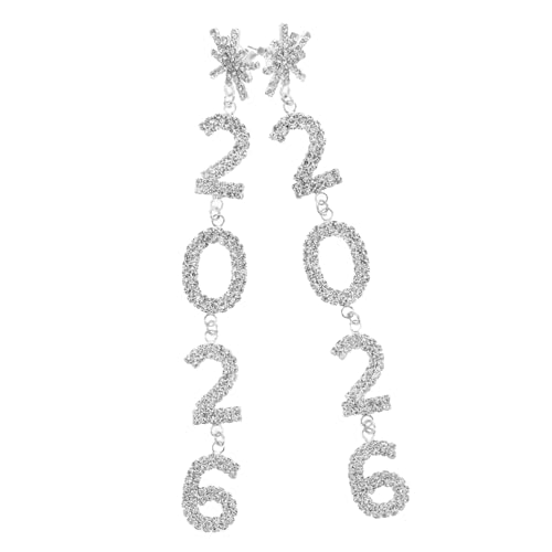 Beavorty Year Schneeflocke Ohrringe Damen Lange Glitzernde Tropfen Ohrhänger Festliche Party Schmuck Silber von Beavorty