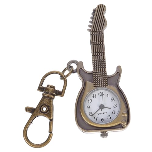 Beavorty Retro Gitarrenform Taschenuhr Kreative Quarz Pocket Watch Mit Schlüsselanhänger Für Studenten Vintage Design Tragbare Uhr Für Musikliebhaber von Beavorty