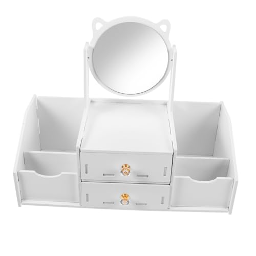 Beavorty kosmetische Aufbewahrungsbox Kosmetikvitrinen Hautpflege-Organizer Schminkspiegel Kosmetikspiegel Schminktisch Schminkhocker Make-up-Organizer für den Waschtisch Kosmetik-Organizer von Beavorty