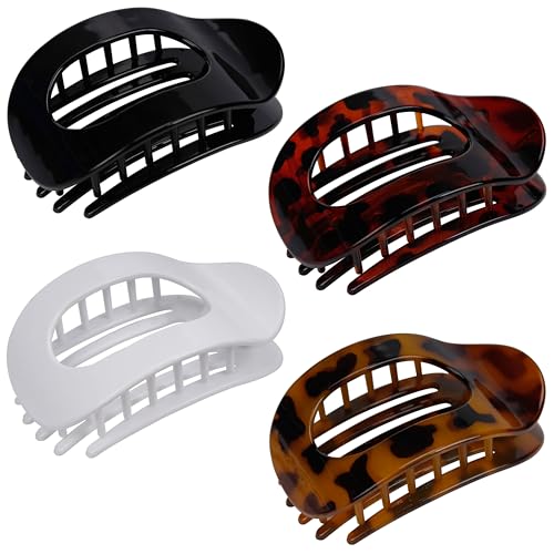 Beayuer Flache Haarklammern, gebogenes Design, rutschfest, starker Halt, für Damen und Mädchen, dickes, lockiges oder dünnes Haar (Farbe 001 Leopardenmuster, 4 Stück) von Beayuer