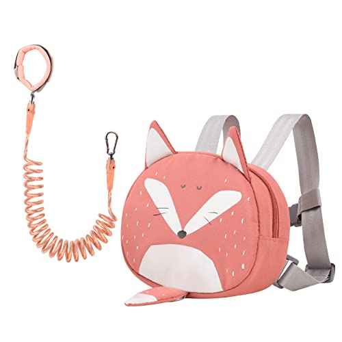 Bebamour Tier-Kleinkind-Rucksack mit Sicherheitszügeln, Mini-Tasche mit Sicherheitsleine für Kinder, tragbarer Rucksack, Rucksack mit Sicherheitsgeschirr für Jungen und Mädchen,Orange Fox von Bebamour