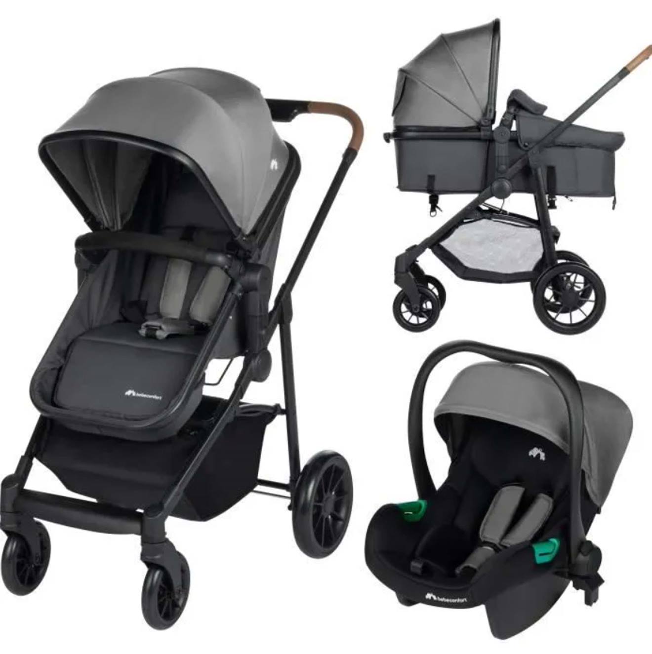 3-in-1 Kinderwagen HAZE mit i-Size – Sitz umwandelbar in Babywanne und Babyschale (Cosi) d gray von Bebe Confort