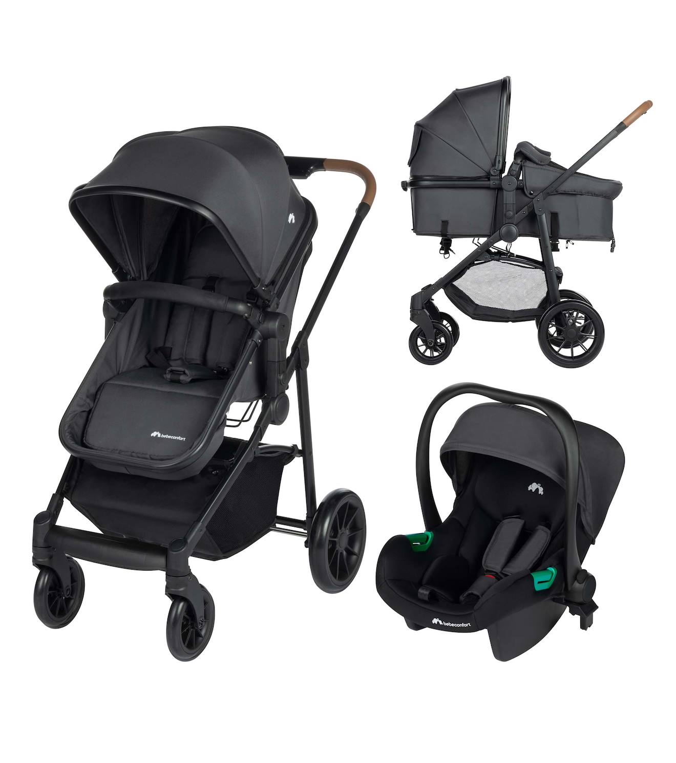 3-in-1 Kinderwagen HAZE mit i-Size – Sitz umwandelbar in Babywanne und Babyschale (Cosi) mineral graphite von Bebe Confort