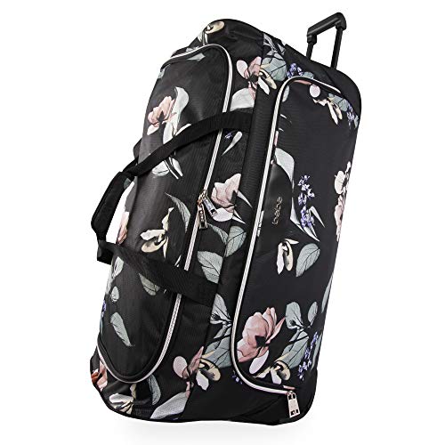 bebe Damen 30" Rolling Duffel rollende Sporttasche, Black floral von bebe