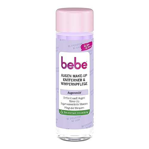 bebe Augen Make-Up Entferner & Wimpernpflege (125 ml), entfernt sanft wasserfeste Mascara & Augen Make-Up und pflegt die Wimpern augenmild von bebe