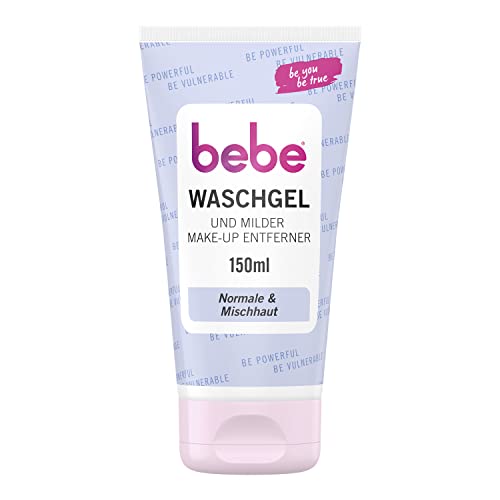 bebe Waschgel (150 ml), sanfter Make-up Entferner & fruchtig duftende Gesichtsreinigung mit Aprikosenextrakt, gründlich reinigende Gesichtspflege & effektiver Reinigungsschaum für das Gesicht von bebe