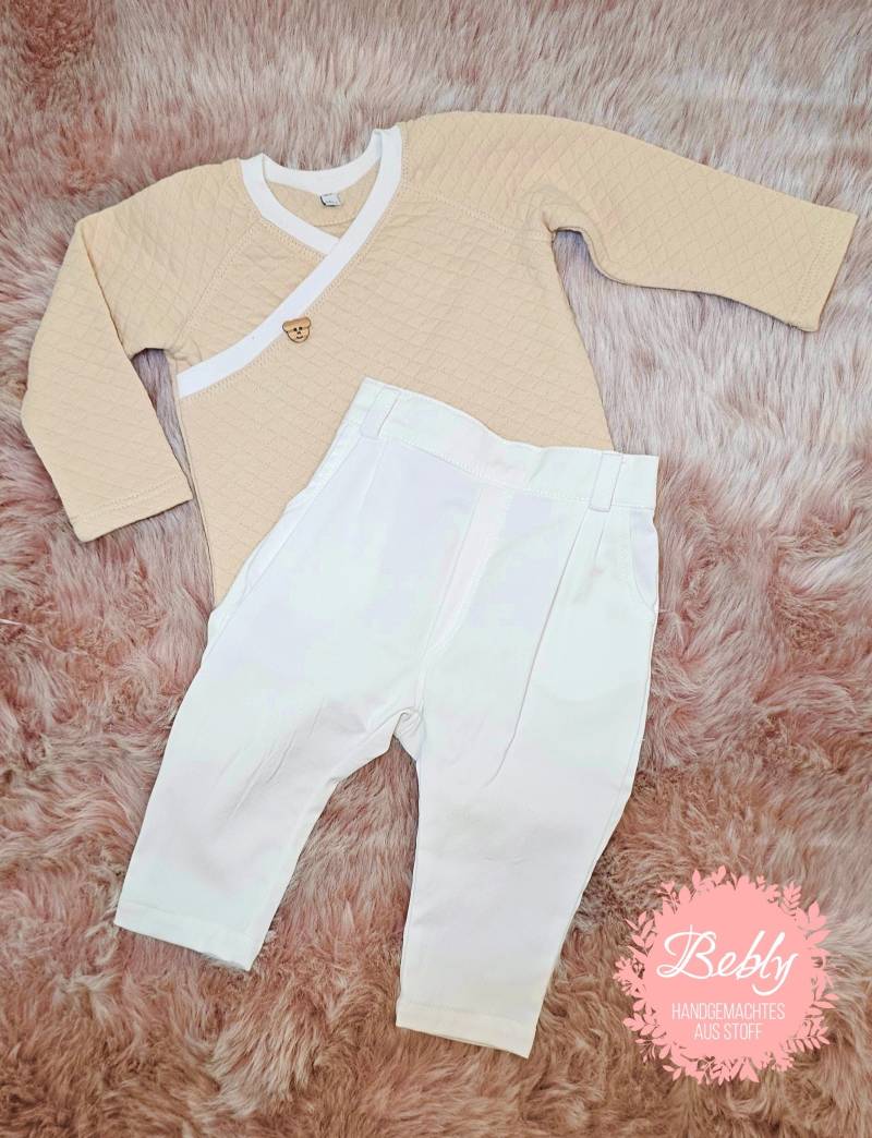 Baby | Kinder Jacke Kimono Sweater Hose Herbst-Frühling Gr.64/68 Uni Beige Weiß von BeblysKreativlabor