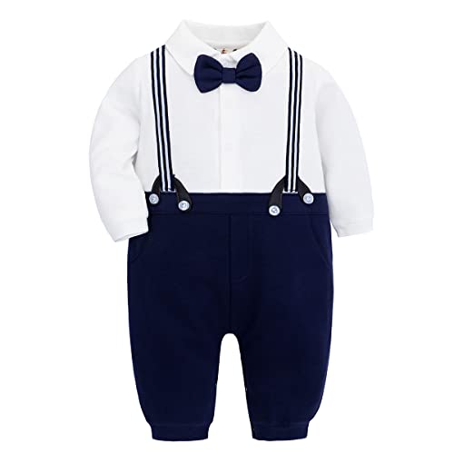 Famuka Baby Junge Smoking Neugeborenen Strampler (Blau, 0-3 Monate) von Famuka