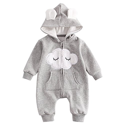 Bebone Baby Overall Jungen Mädchen Strampler mit Kapuze (Grau, 3 Monate/66) von Bebone