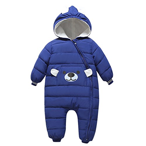 Bebone Baby Schneeanzug Jungen Strampler Mädchen Overall Winter Babykleidung (9-12 Monate/90, Dunkelblau) von Bebone