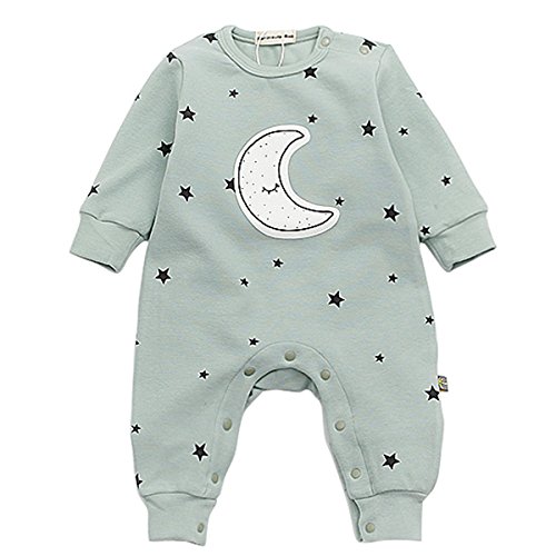 Bebone Baby Strampler Jungen Mädchen Overall Stern und Mond Babykleidung (0-3 Monate/66, Grün) von Famuka