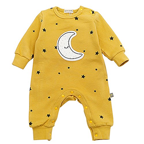 famuka Baby Strampler Jungen Mädchen Overall Stern und Mond Babykleidung (6-9 Monate, 80, Gelb) von Famuka