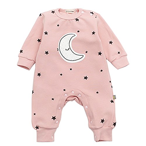 famuka Baby Strampler Jungen Mädchen Overall Stern und Mond Babykleidung (6-9 Monate, 80, Rosa) von Famuka