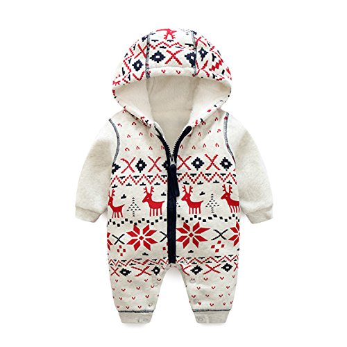 Bebone Baby Weihnachtspullover Jungen Strampler Mädchen Overall (9-12 Monate/73cm, Dick Gefüttert) von Bebone